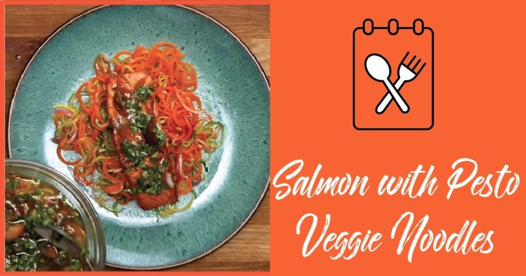 Wolfgang Puck’s Oscar Worthy Dishes 8 Salmon with Pesto Veggie Noodles