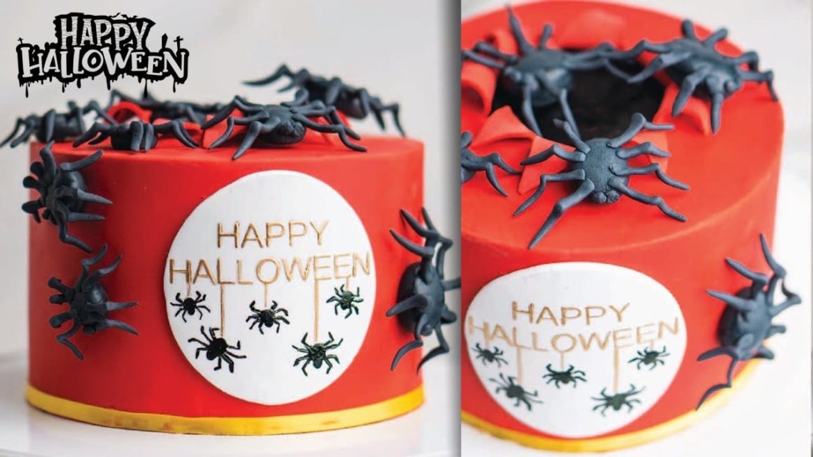 How to Make Halloween Exploding Cake with Spiders