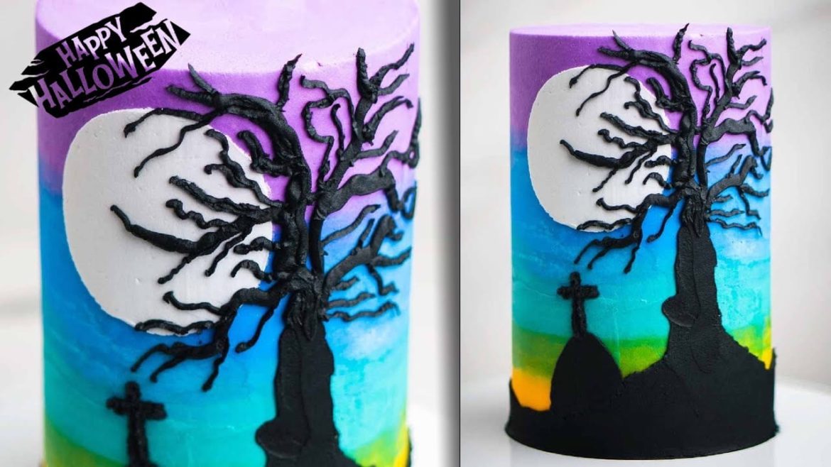 How-to-Make-a-Silhouette-Halloween-Cake How to Make a Silhouette Halloween Cake