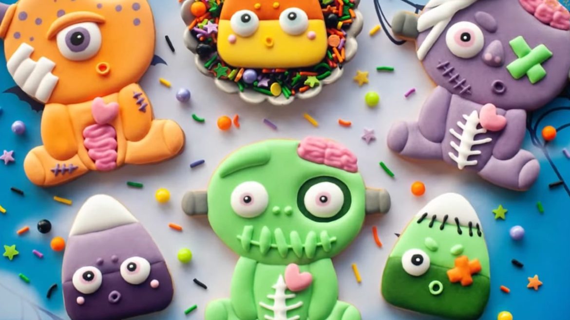 ZOMBIE MONSTERS Cookie with matching CANDY CORN for Halloween
