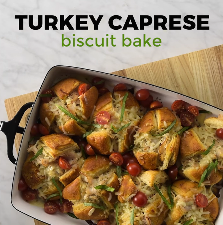 Turkey Caprese Biscuit Bake