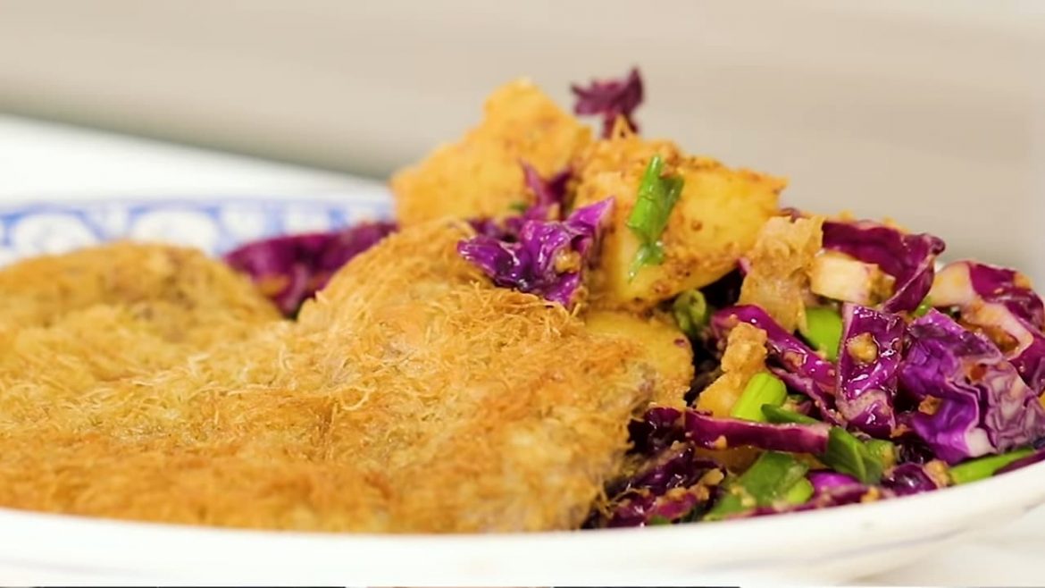 DELISH Veal SCHNITZEL and Rainbow Potato Salad DELISH Veal SCHNITZEL and Rainbow Potato Salad
