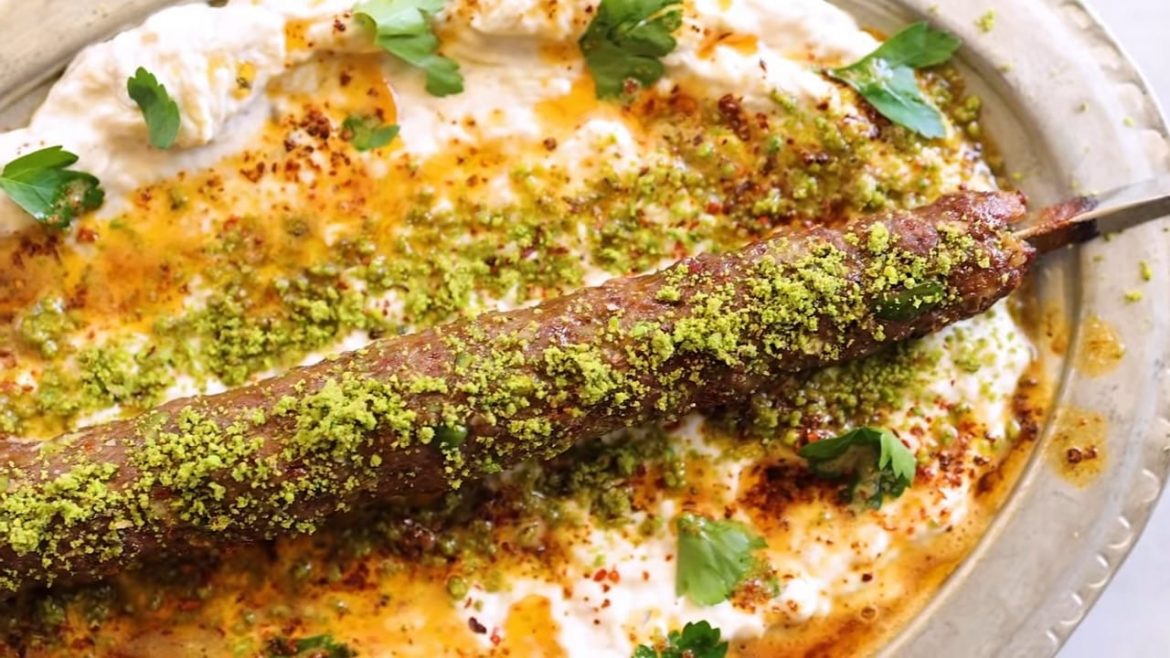 Pistachio Shish Kebab Over Alinazik