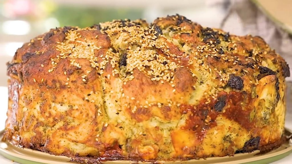 Savory Cake of Olives, Onion, Halloumi Cheese and Mint! 14 Savory Cake of Olives Onion Halloumi Cheese and Mint