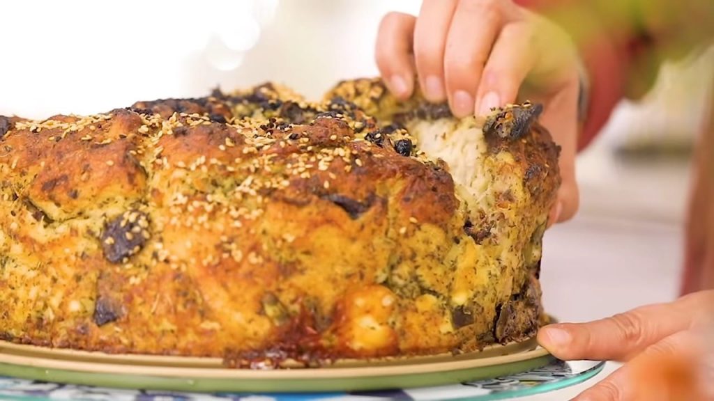 Savory Cake of Olives, Onion, Halloumi Cheese and Mint! 12 Savory Cake of Olives Onion Halloumi Cheese and Mint