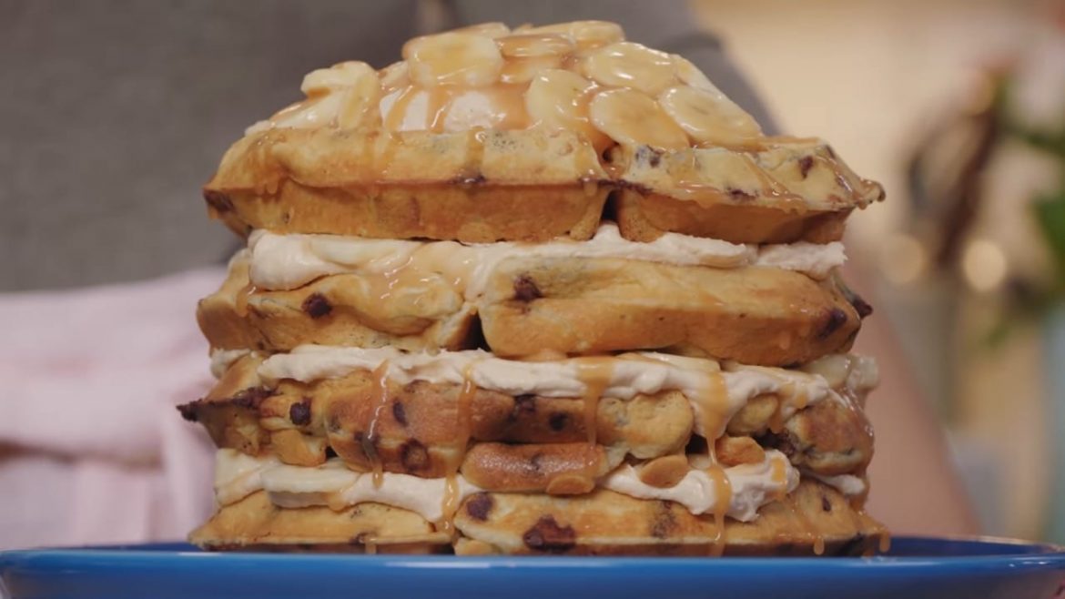 caramel banana waffle cake caramel banana waffle cake