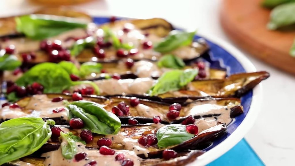 Aubergine Recipe with Pomegranate and Yoghurt