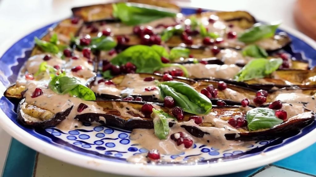Aubergine Recipe with Pomegranate and Yoghurt