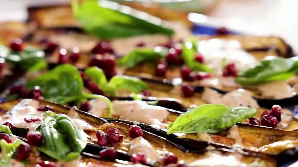 Aubergine Recipe with Pomegranate and Yoghurt