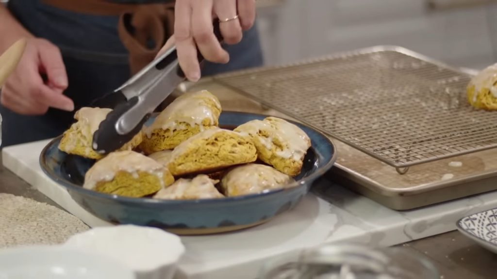 Baking Pumpkin Scones with Apple Pie Preserves